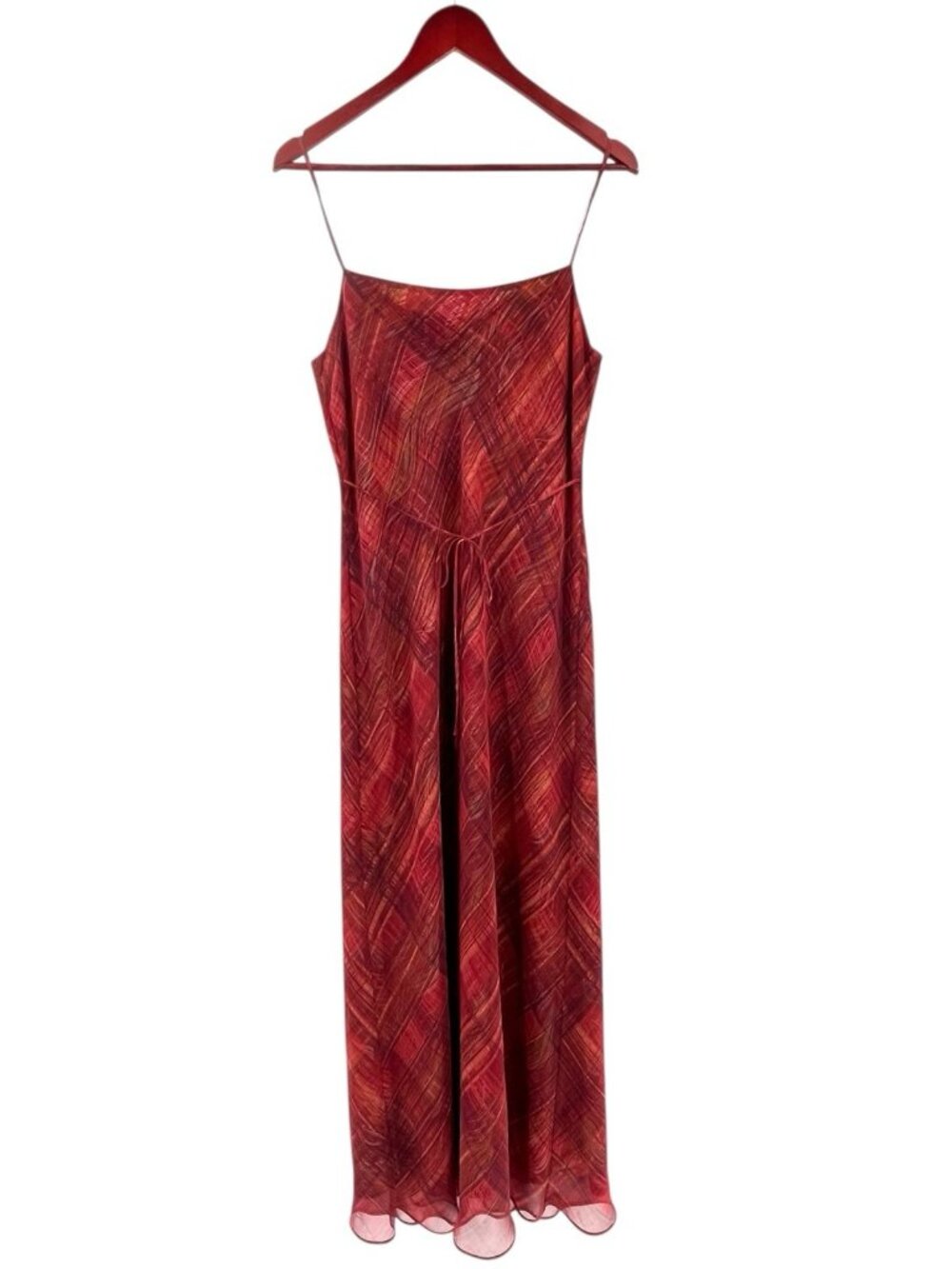 MAX STUDIO Women's Red Gold Wave Stroke Cowl Neck Spaghetti Strap Maxi Dress LAR - Picture 6 of 6